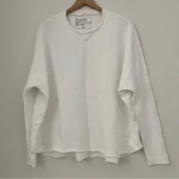 NEW FRANK & EILEEN TEE LAB WHITE ANNA LONG SLEEVE CAPELET FLEECE SWEATSHIRT SZ M - Picture 4 of 10